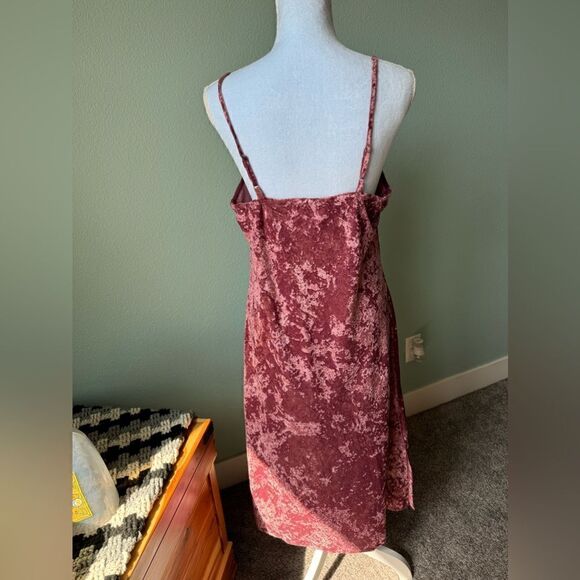 Lucky Brand Pink Crushed Velvet Slip Party Midi Dress Size Large - Picture 10 of 16